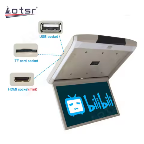 17.3 Inch Car Roof Monitor TV Flip Down 1080P Video HD Screen IPS Touch Button With 16-color Ambient