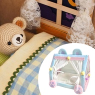 [szluzhen3gv] Miniature Doll Tent Bed Colorful Playhouse Plush Furniture for Dolls for Bedroom and P