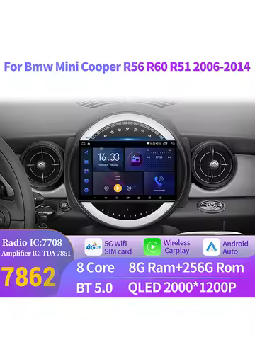 Android 14 Car Radio For Bmw Mini Cooper R56 R60 R51 2006-2014 Wireless Carplay Multimedia 7862S 8G 