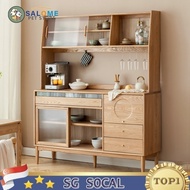 CH SSL Kitchen Cabinet Storage Cabinet Wooden Solid Wood Dining Household Cupboard Ash Simple Tea New Large Capacity JP