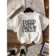 Women's Funny Diet Coke Graphic Tee - Non-Stretchy Cotton T-Shirt with "I NEED A DIET COKE" Print, C