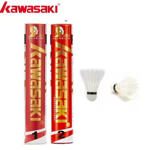 12Pcs Kawasaki Badminton Shuttlecock Goose Feather Badminton Ball Speed 76 77 White Badminton Access