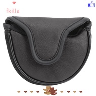 FKILLA Mallet Putter Cover, White Blank Golf Putter Cover, Mallet Black Protective Pu Leather Putter