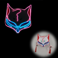 Luminous Japanese Fox LED Mask Cosplay Video Game Cartoon Characters EL Wire Glowing Mask For Halloween Christmas Party Supplies