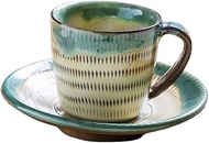 Yamashita Kogei 45025670 Cup_Saucer, Blue Edge, Cup W 3.1 x D 3.9 x H 2.8 inches (8 x 10 x 7 cm), Sa