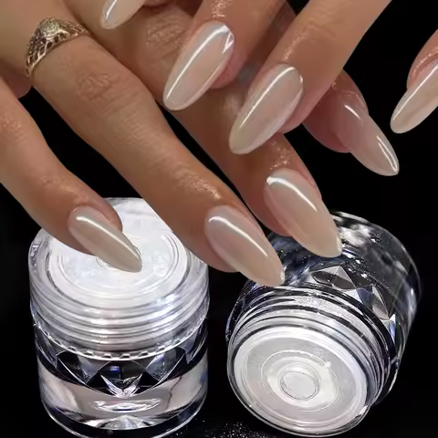 The "Glazed Donut" Glow Nails Glitter Chrome Moon Light Effect Nail Glitter Powder Hailey Bieber Vir