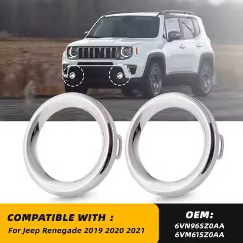 2Pcs Chrome Front Fog Light Lamp Trim Ring Cover Left & Right For Jeep Renegade Sport 2019 2020 2021