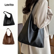 Lovito Casual Plain Button Stylish Large Capacity Lightweight Shoulder Tote Bag for Women LFA45470 L