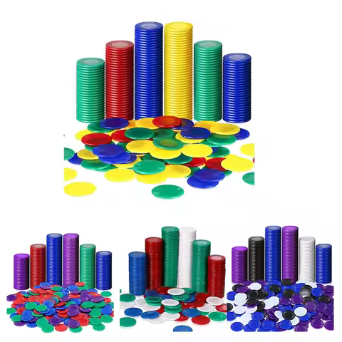 400 Pieces Plastic Poker Chips Game Chips 4 Colors Counter Card For Game Playing Counting Bingo Game