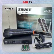 Shuge SG-100 Dual Channel UHF Wireless Handheld Microphone Mic MCMC Mikrofon untuk Imam Masjid GANTV