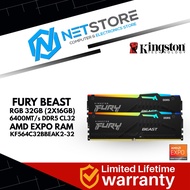 KINGSTON FURY BEAST RGB 32GB 6400MT/s DDR5 CL32 DIMM (Kit of 2) FURY Beast RGB EXPO - KF564C32BBEAK2
