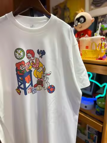 Vintage Workwear Style Round Neck T-Shirt Lazy BF Trend Cotton Cartoon Print Fit Men's Clothing Wome