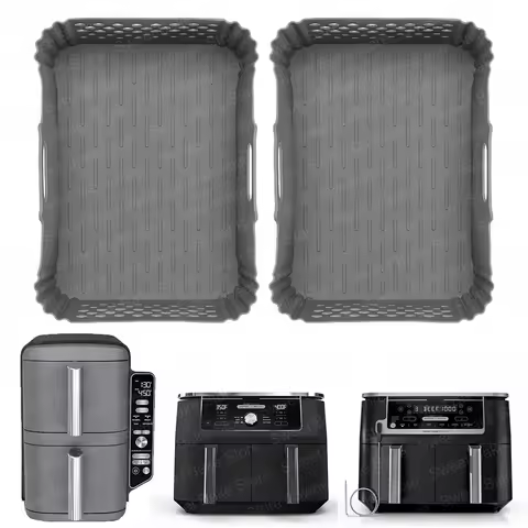2PCS Reusable Perforated Silicone Air Fryer Liners for Ninja SL401 SL400 SL451, DZ302 DZ401 DZ550, D