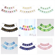 "SG _ Birthday Pull Flag Gilding Fishtail Happy Birthday English Letter Pull Flag Party Banner Trunk