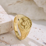 Angel Wings Good Meaning Small Gold Coin Round Card Style Non-Fade Washable Ring Light Luxury Genero