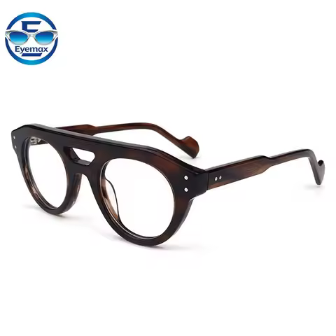 Eyemax Retro Round Eyeglasses Frame Men Women Vintage Acetate Optical Glasses Frame Clear Lens Eyewe