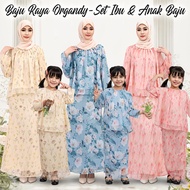 Baju Kurung Moden Baju Raya 2025 Organdy Floral Ibu Anak Baju Kurung Budak Perempuan Kurung Sedondon