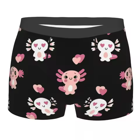 Cute Salamander Pattern Black Axolotl Lover Underpants Homme Panties Man Underwear Comfortable Short