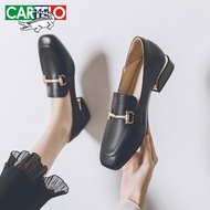 A-6💚Cartelo Crocodile（CARTELO）Real Soft Leather British Style Leather Shoes for Women2024Spring New Women's Shoes All-Ma