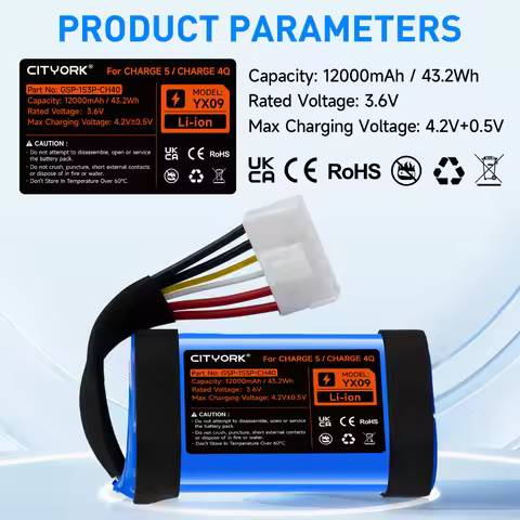 CITYORK 3.6V 12000mAh Battery For JBL Charge 5/ JBL Charge 4Q (GSP-1S3P-CH40) Rechargeable Loudspeak