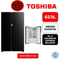 (KLANG VALLEY DELIVERY) TOSHIBA FRIDGE GR-RS780WE-PGY(22) SIDE BY SIDE GLASS DOOR 623L PETI SEJUK TO
