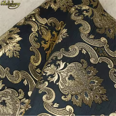 beibehang Black gold flower gold foil Damascus European style wallpaper bedroom living room KTV bar