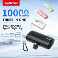 TRANYOO T-F29 10000mAh Mini Plug-in Type-C Power Bank 22.5W Fast Built-in Stand C to Lightning 2-Way