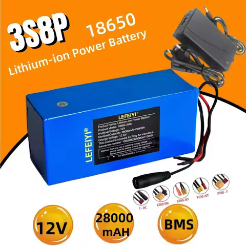 100% True Capacity 3S8P 12V 28000mAh 18650 Rechargeable Lithium Battery with Integrated BMS Circuit 