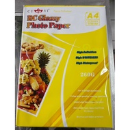Cuyi RC GLOSSY Photo Paper 3R/4R/5R/A4 260gsm Photo Paper Glossy A4