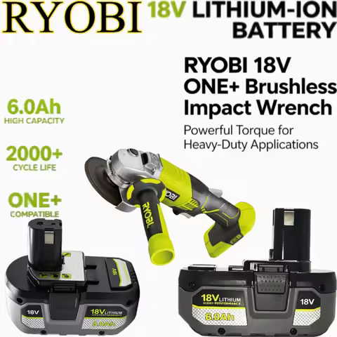 Ryobi Battery 18V 6Ah Low Self‑Discharge Battery P104 P109 RYOBI ONE+ Drill Driver Reciprocating Saw