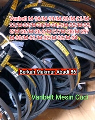 Vanbelt Mesin Cuci Fan V Belt Polytron Sanyo Aqua Thosiba Sharp Denpoo Sanken Vanbelt M-18/M-19/M-20/M-21/M-22/M-23/M-24/M-24,5/M-25/M-25,5/M-26/M-26,5/M-27/M-28/M-29/M-30/M-31/M-32/M-33/M-34