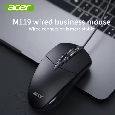 Acer (Acer) Wired Mouse, Portable Office Mouse Home Business Game Soft USB Interface Plug and Play B