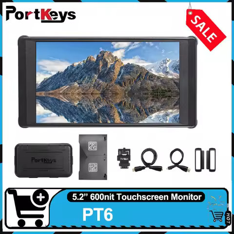PORTKEYS PT6 600nits Touch Screen 5.2" 4K HDMI Output on Camera Monitor 1920*1080 1500:1 Field Monit