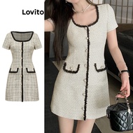 Lovito Casual Plaid Colorblock Dress for Women LBA82143