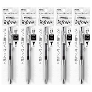 Pentel Gel Ink Ballpoint Pen EnerGel Infree 0.7 Black XBL77TL-A 5pcs