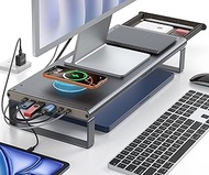 YICOSUN Monitor Stand HUB - Aluminum Riser with 6-in-1 Docking Station: 4K HDMI, USB-C, USB 3.0, PD 