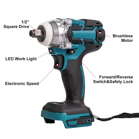 HILDA 18V-68V Electric Impact Wrench Rechargeable 1/2 Socket Wrench Cordless Without Battery For Mak