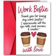 1pc "Work Bestie" Thank You Card And Envelope Birthday Card - Colleague Coffee Design Appreciation C