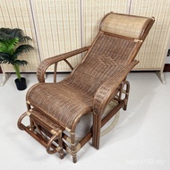 Handmade Natural Lunch Break Household Folding Rattan Chair Rattan Backrest Real w & Balcony Reclini