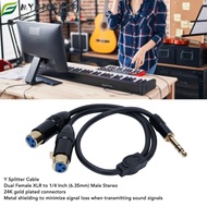MIOSHOP Dual XLR Female to 1/4in Male, Stereo Audio 0.5m / 1.6ft 6.35mm TRS to 2 XLR Y Splitter Cabl