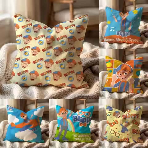 Blippi Cushion Cover Multi-Scene Pillow Cover for Home & Car - Reversible, Soft & Durable for Daily 