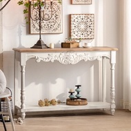 French Retro Console Table Wall-Mounted Solid Wood Living Room Sideboard Foyer Door Corridor Small T