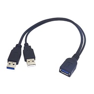 USB 3.0 Y Splitter Cable, Haokiang 1Feet USB 3.0 Type A Male to Dual USB Female 1 to 2 Y Splitter Sy