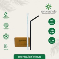 หลอดพลาสติกย่อยสลาย สีดำ-หักงอ/ห่อกระดาษ ขนาด Ø 0.6 x ยาว 21 ซม. จำนวน 1 ลัง บรรจุ 50 แพ็ค 100 ชิ้น/