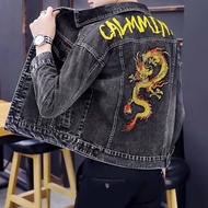 jaket jeans lelaki bomber jacket men Versi Korea Cowboy jacket male student handsome slim denim jacket men's trend wild jeans