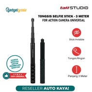 TaffSTUDIO Tongsis Selfie Stick Long Invisible 3 Meter Adjustable for Action Camera Universal Portab
