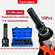 Impact Hex Bit Socket Set 10PCS 1 2 Inch Drive CR MO Steel H5 H6 H7 H8 H10 H12 H14 H17 H18 H19 Heavy
