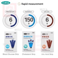 MOILY  3 in 1 Blood Glucose Cholesterol Uric Acid Test Kit Strips with Free Lancets