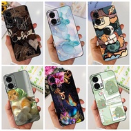 Motorola Moto G35 Case Fashion Flowers Aesthetic Cute Cat Black Silicone Back Cover Motorola G35 Mot