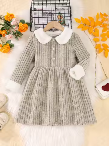 A Fashionable And Stylish Dress For Girls In Autumn And Winter A Soft Long Dress With A Lapel And A 